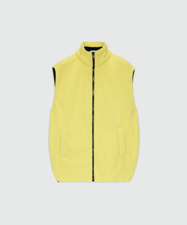 Yellow fleece vest with high collar