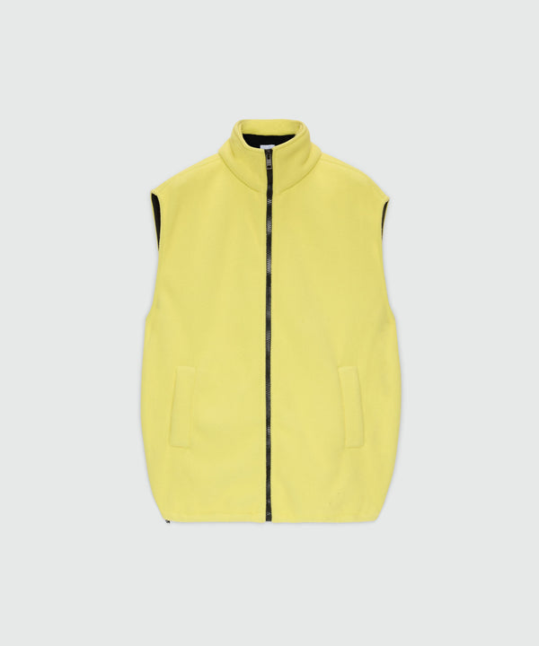 Yellow fleece vest with high collar