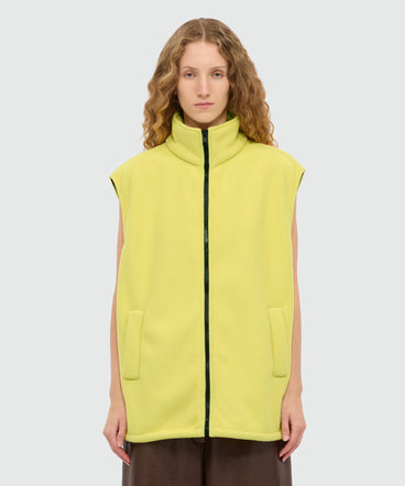 Yellow fleece vest with high collar