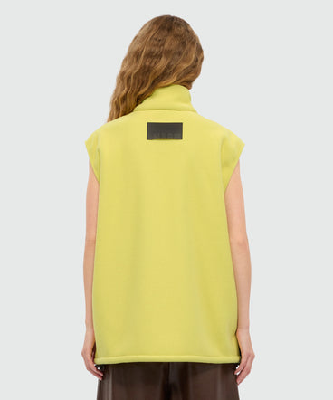 Yellow fleece vest with high collar