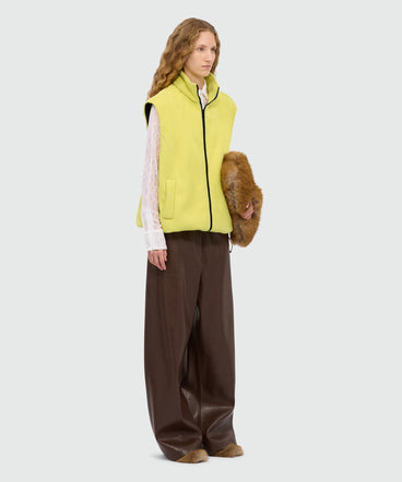 Yellow fleece vest with high collar