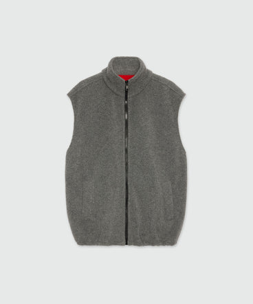 Charcoal fleece vest with high collar