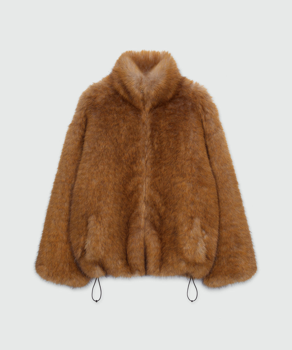 Short beige faux fur coat - MSGM Official