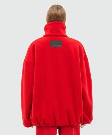 Maxi red fleece sweatshirt with zip