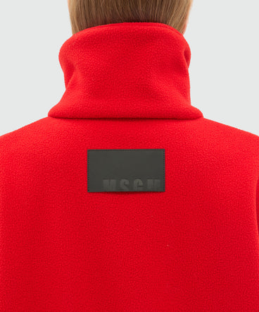 Maxi red fleece sweatshirt with zip