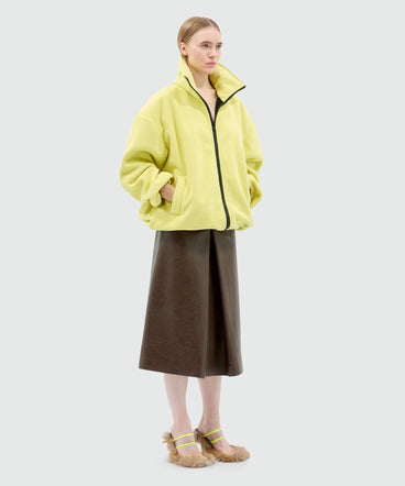 Maxi yellow fleece sweatshirt with zip