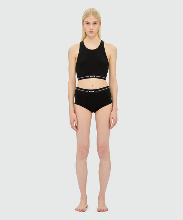 Slip nero in jersey con elastico MSGM