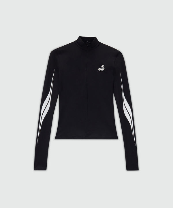Top nero in lycra con grafica MSGM Race