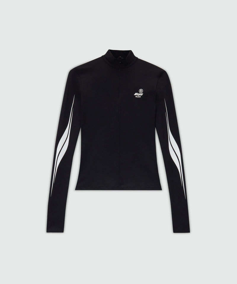 Top nero in lycra con grafica MSGM Race 99 Donna 