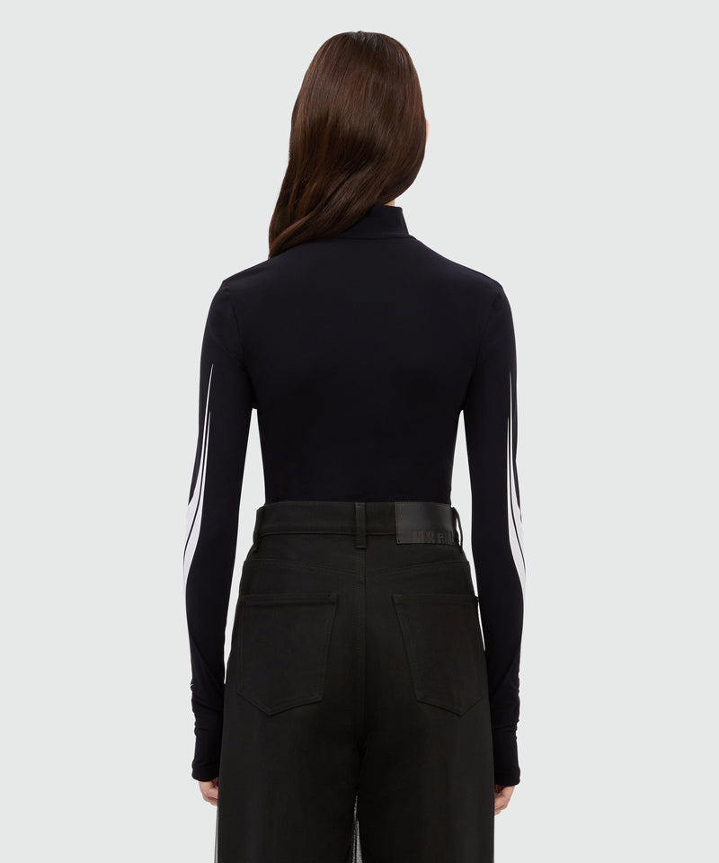 Top nero in lycra con grafica MSGM Race 99 Donna 