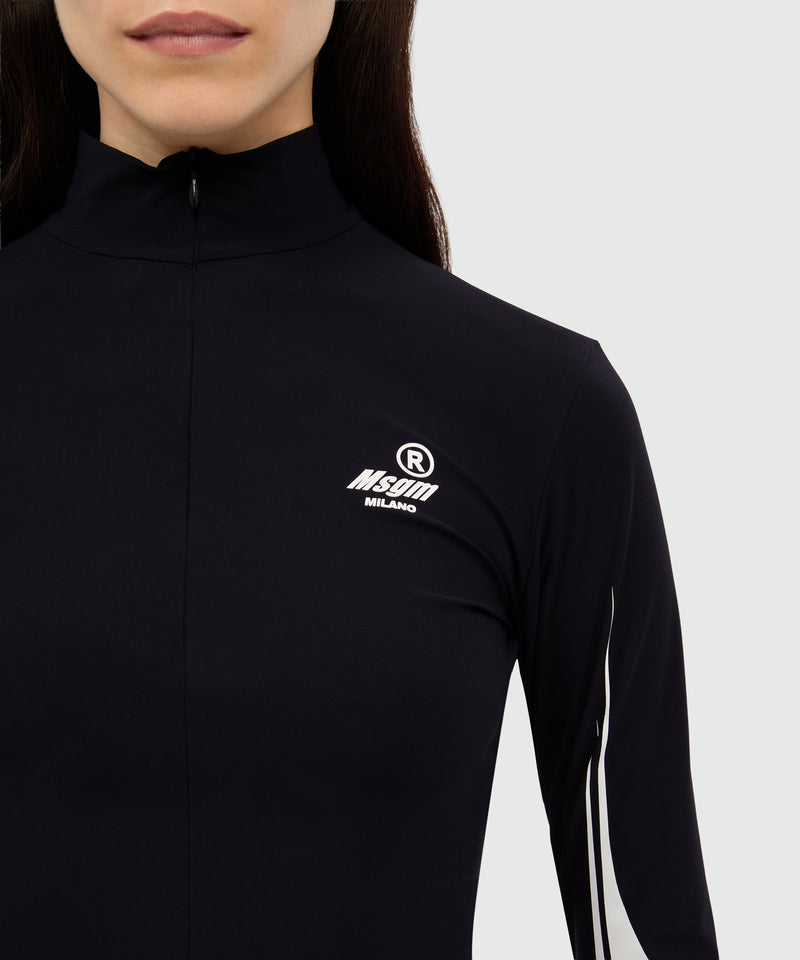 Top nero in lycra con grafica MSGM Race 99 Donna 