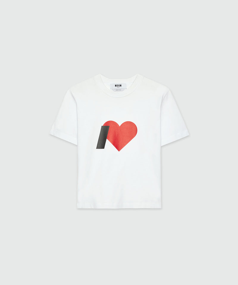 White cotton T-shirt with MSGM graphics 01 Women 