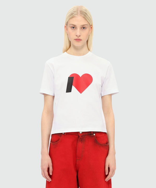 White cotton T-shirt with MSGM graphics