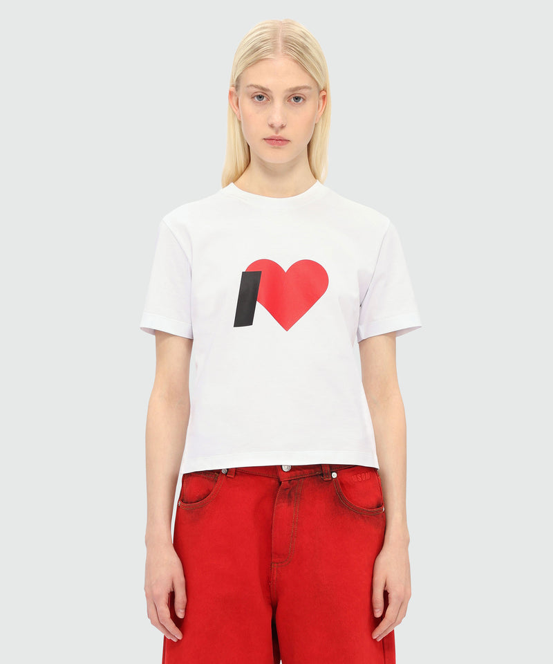 White cotton T-shirt with MSGM graphics 01 Women 