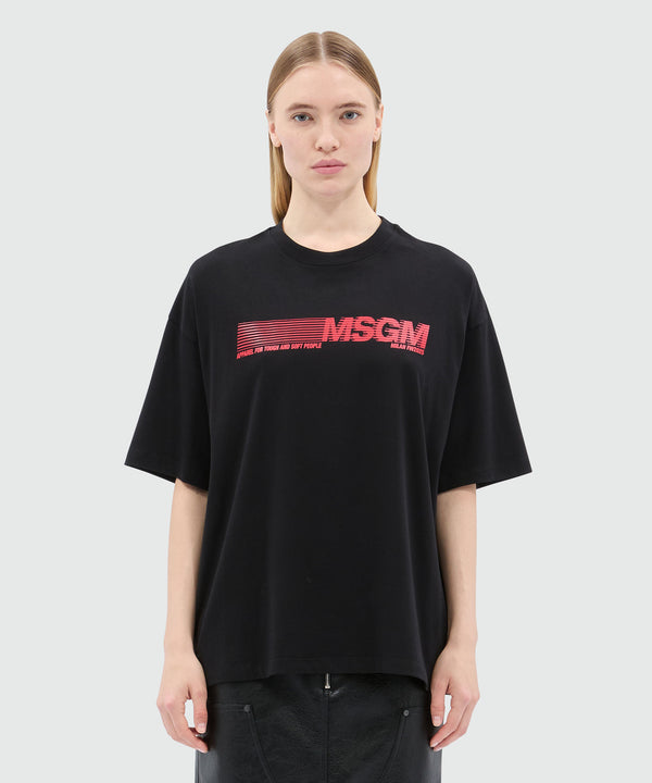 Black jersey T-shirt with MSGM print