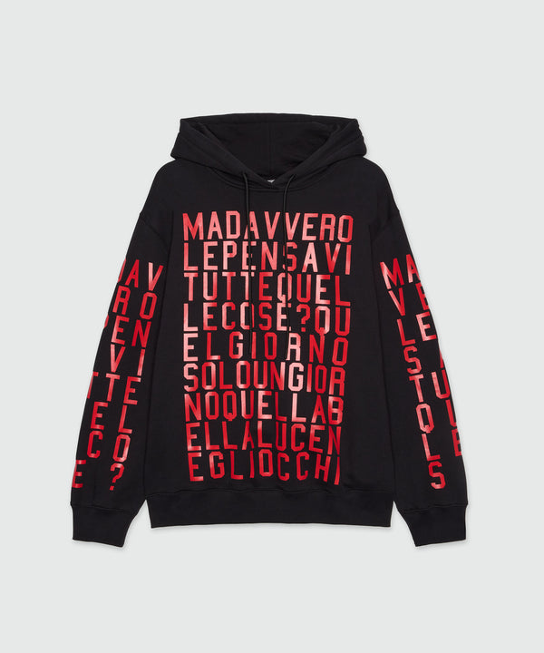 Caterina Frongia x MSGM Black Hoodie with Quotes