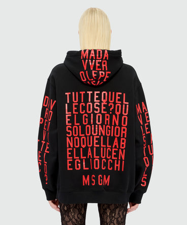 Caterina Frongia x MSGM Black Hoodie with Quotes