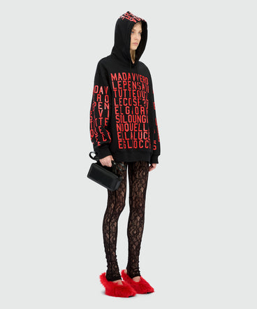 Caterina Frongia x MSGM Black Hoodie with Quotes