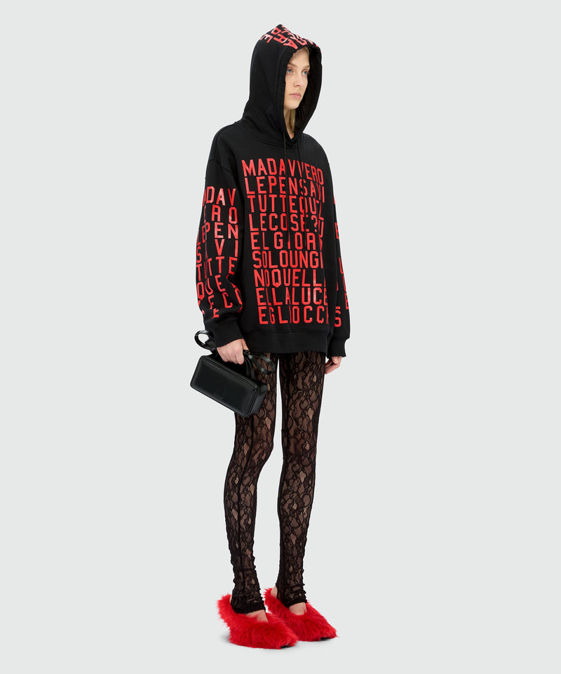 Caterina Frongia x MSGM Black Hoodie with Quotes 99 Women 