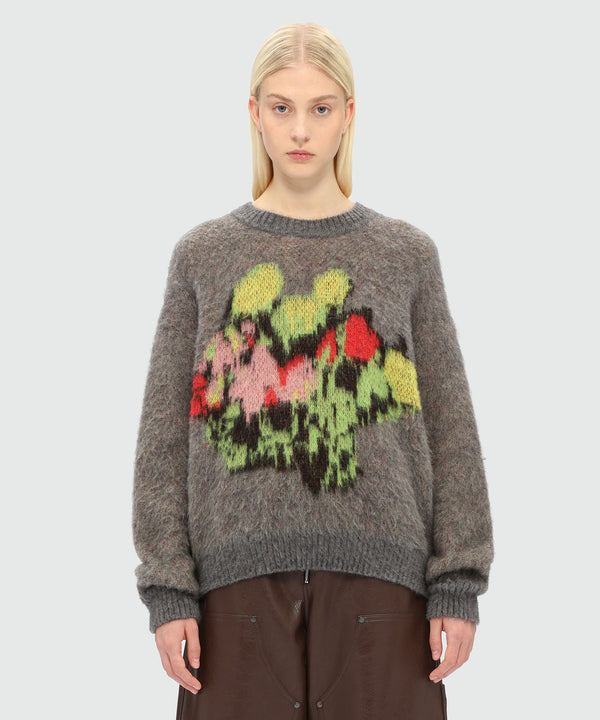 Charcoal sweater with "Roses Bouquet" graphic