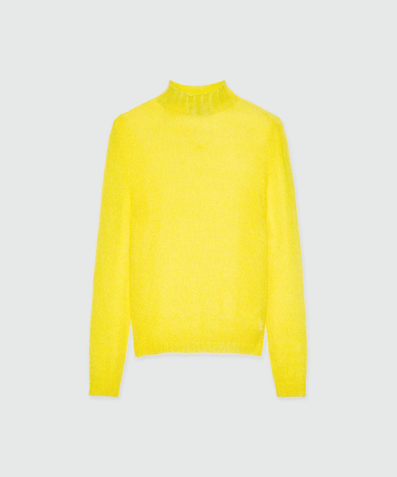 Yellow turtleneck sweater in superlight mohair 06 Women 