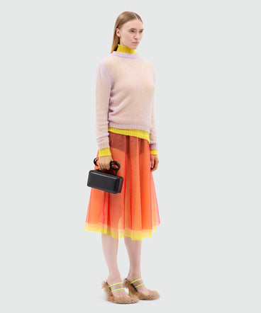 Yellow turtleneck sweater in superlight mohair