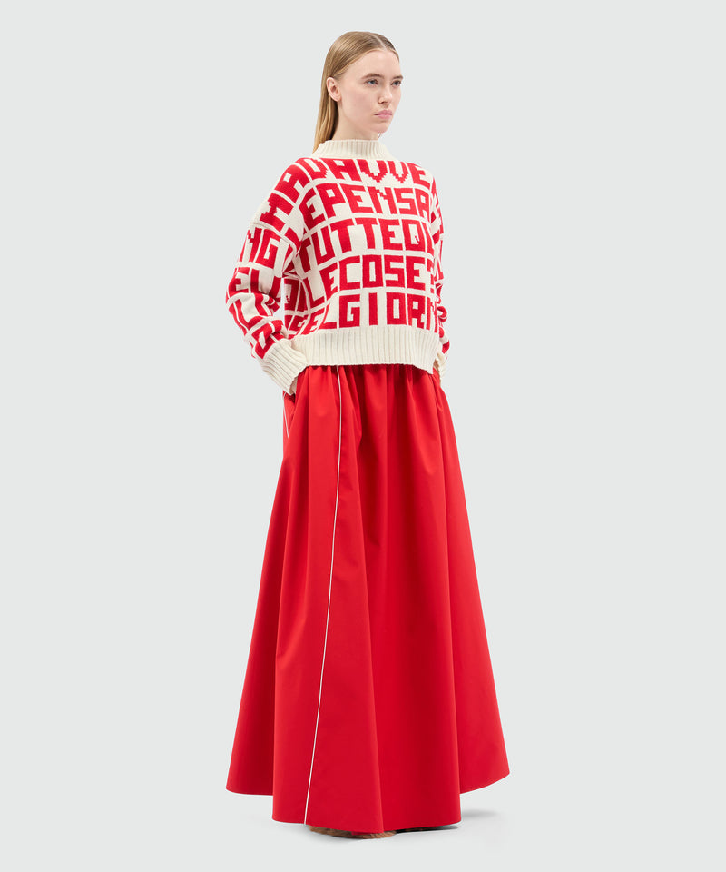Caterina Frongia x MSGM cream sweater with red jacquard quotes 02B Women 