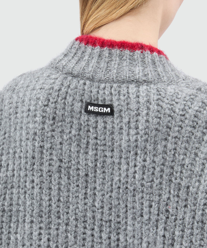 Grey cardigan in supersoft knit with contrasting trim 96 Women 