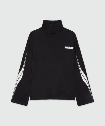 Black jersey turtleneck with MSGM racing print