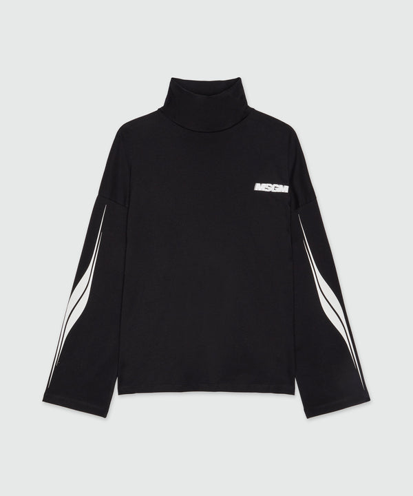 Black jersey turtleneck with MSGM racing print