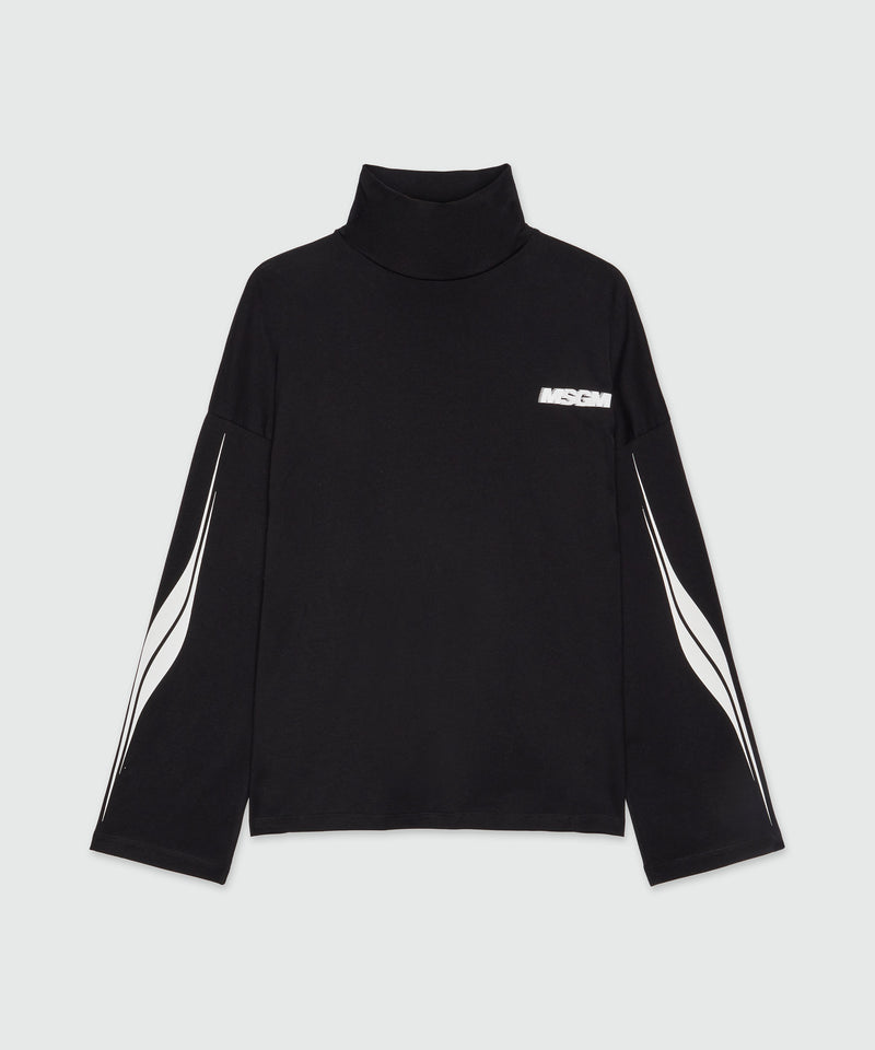 Black jersey turtleneck with MSGM racing print 99 Women 