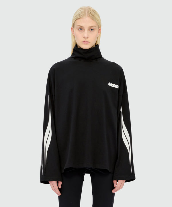 Black jersey turtleneck with MSGM racing print