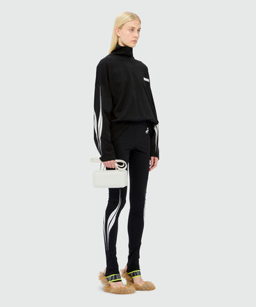 Black jersey turtleneck with MSGM racing print