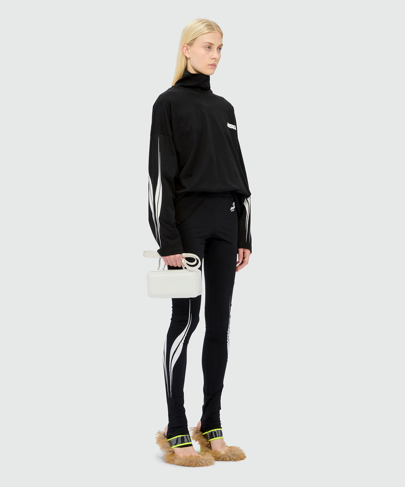 Black jersey turtleneck with MSGM racing print 99 Women 
