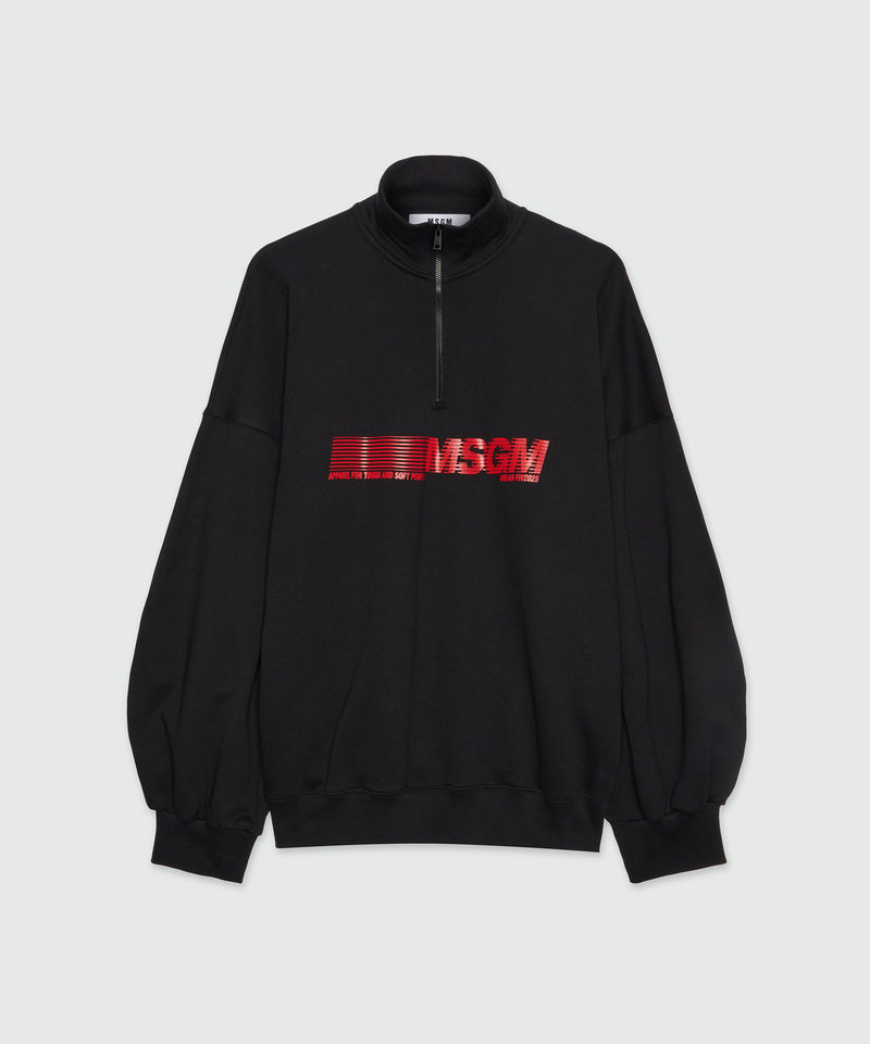 Black high-neck jersey sweatshirt with logo print 99 Women 