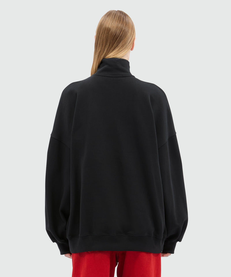 Black high-neck jersey sweatshirt with logo print 99 Women 