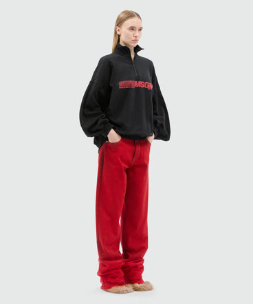 Black high-neck jersey sweatshirt with logo print