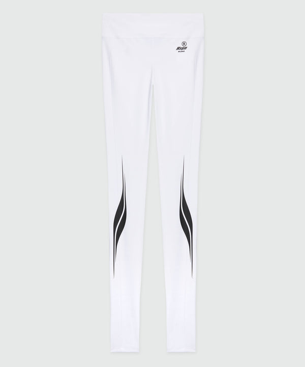 White Lycra leggings with MSGM Race print