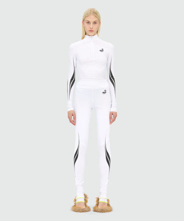 White Lycra leggings with MSGM Race print