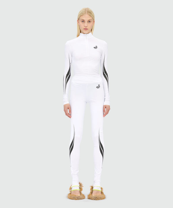 White Lycra leggings with MSGM Race print