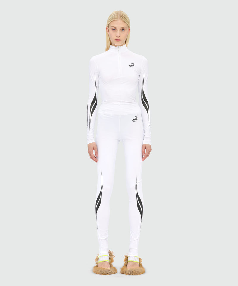 White Lycra leggings with MSGM Race print 01 Women 