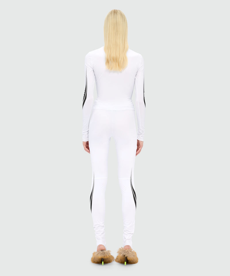 White Lycra leggings with MSGM Race print 01 Women 