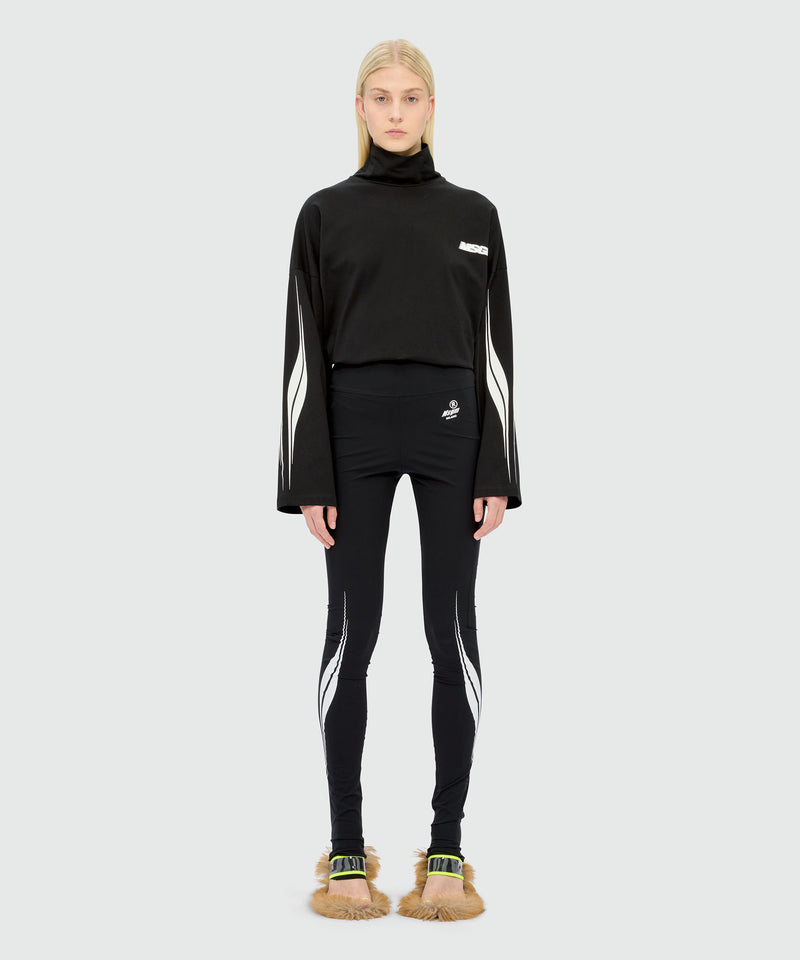 Black Lycra leggings with MSGM Race print 99 Women 