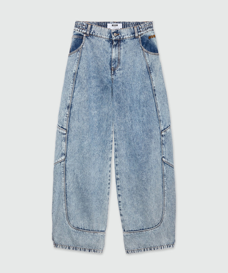 Light blue baggy trousers in faded denim 86 Women 