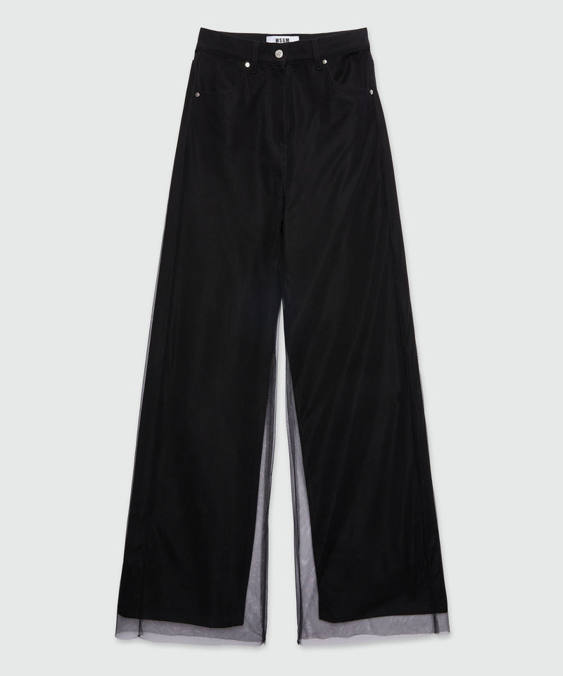 Black five-pocket trousers in bull denim and tulle 99 Women 