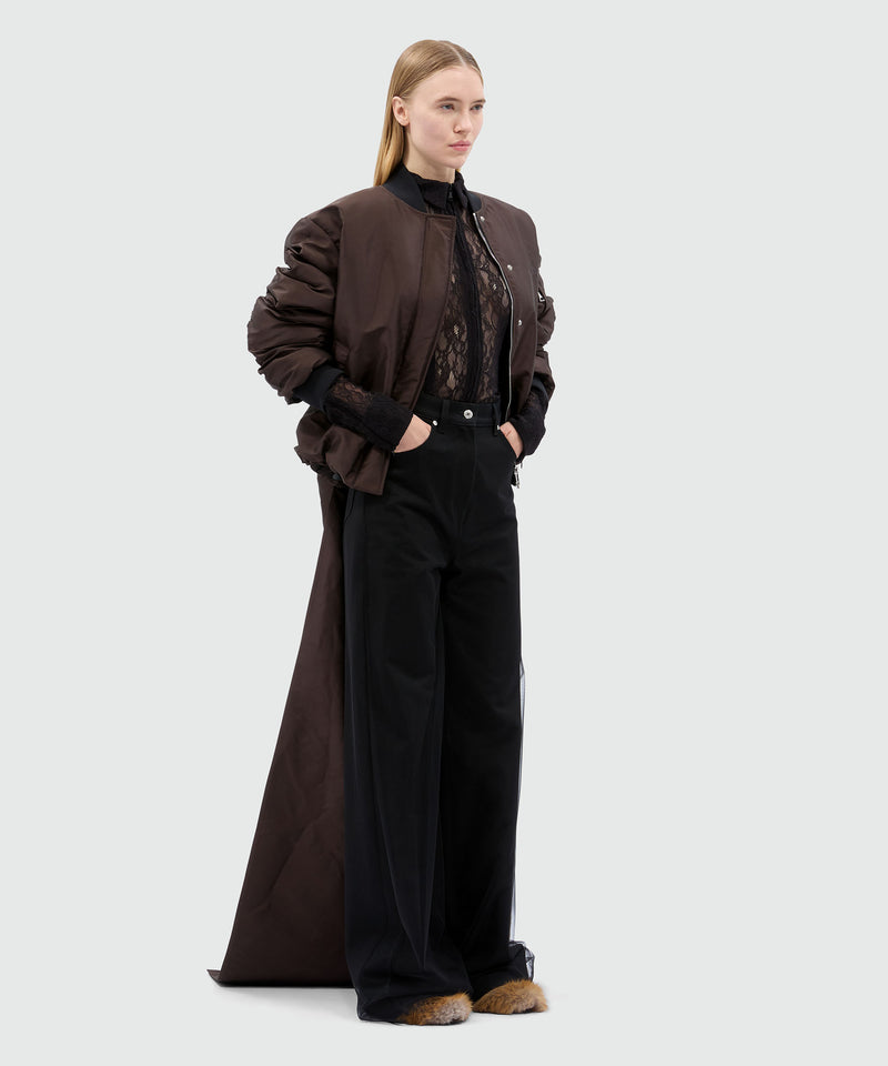Black five-pocket trousers in bull denim and tulle 99 Women 