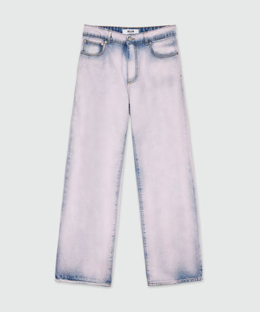 Pink overdyed denim trousers