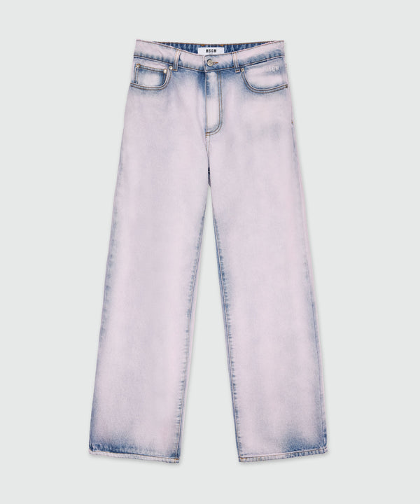 Pink overdyed denim trousers