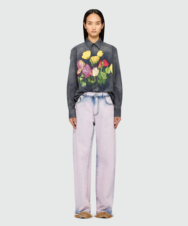 Pink overdyed denim trousers