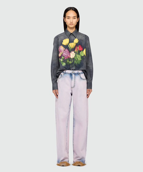 Pink overdyed denim trousers